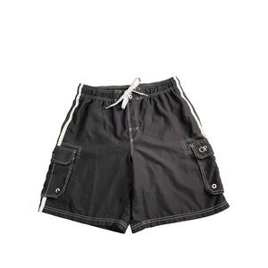 OP Cargo Board Shorts Mens Sz Lg Swim Trunks Beach Surf Classic Mesh Lined Black
